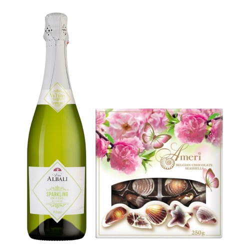 Набор вино б/алк “Винья Албали Спарклинг Уайт” 0.75л и конфеты 250г