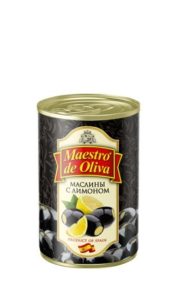 Маслины черные с лимоном "Maestro De Oliva" 280 г ж/б
