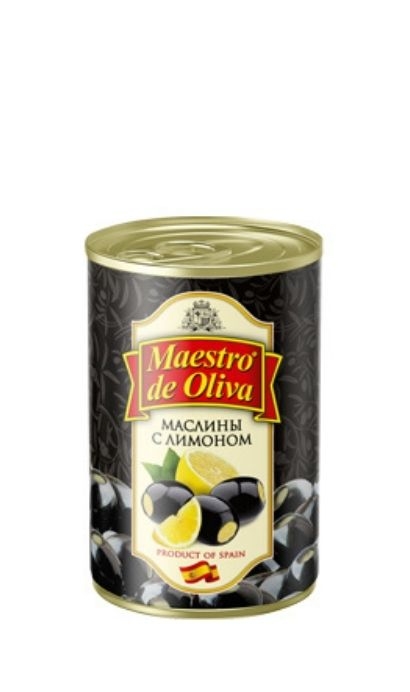 Маслины черные с лимоном “Maestro De Oliva” 280 г ж/б