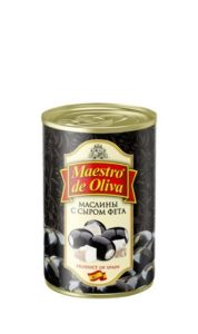 Маслины черные с сыром фета "Maestro De Oliva" 280 г ж/б