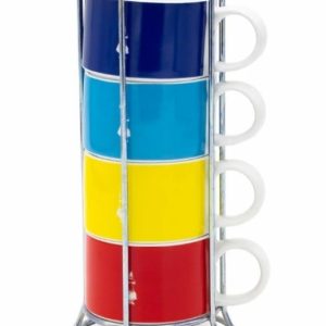 Набор из 4 чашек Bialetti Multicolor со стойкой