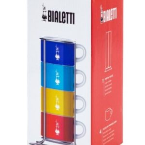 Набор из 4 чашек Bialetti Multicolor со стойкой