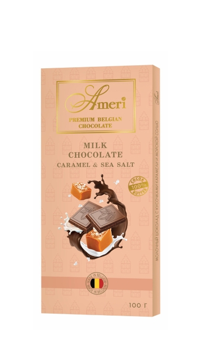Молочный шоколад 32% Ameri – “Карамель и соль” 100г