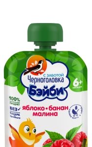 Пюре детское Черноголовка Бэйби яблоко, банан и малина 85г
