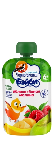 Пюре детское Черноголовка Бэйби яблоко, банан и малина 85г