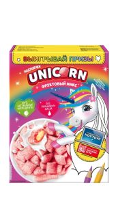 Готовый завтрак Unicorn подушечки с начинкой Фруктовый микс 200 г